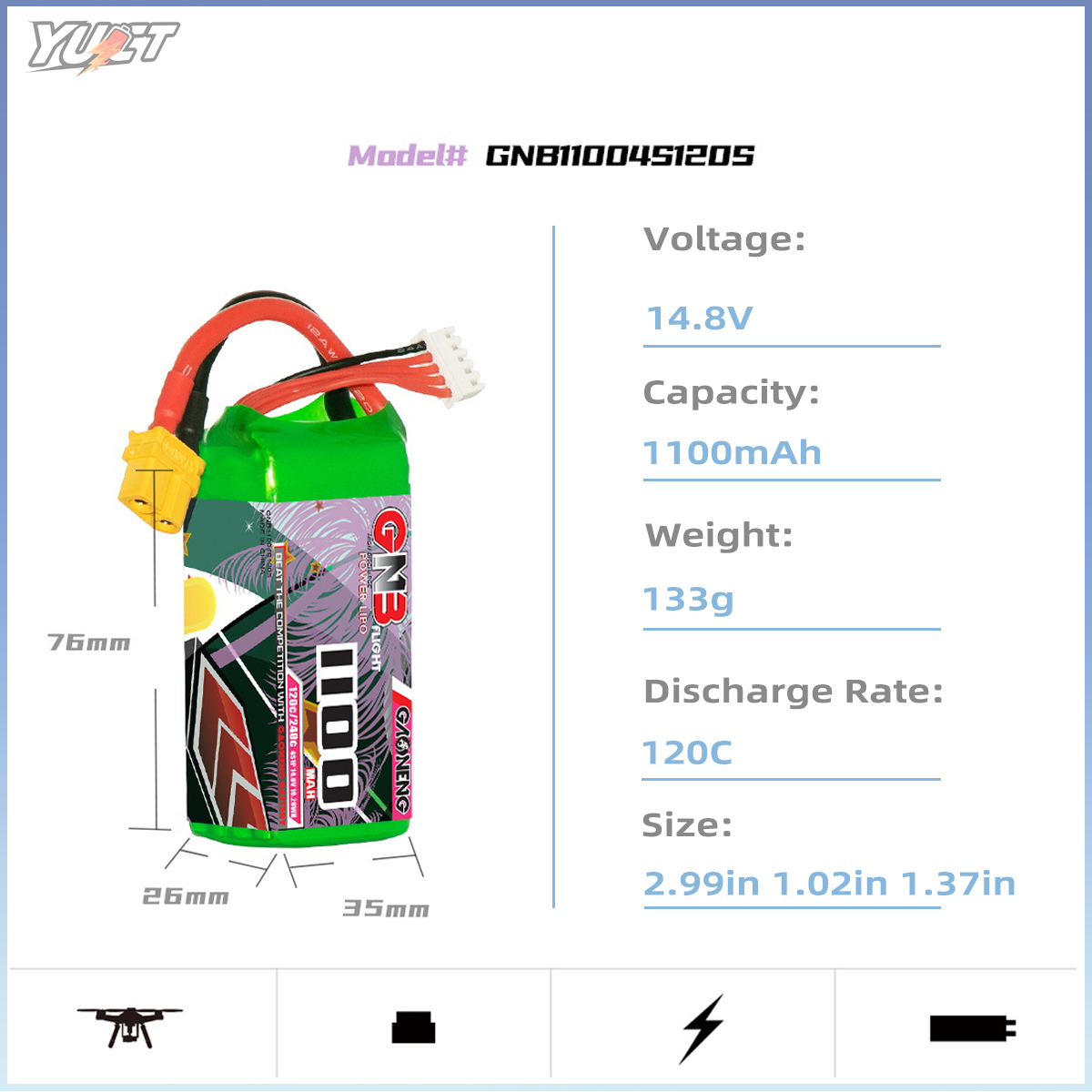YUCT GNB 6S LiPo Battery 22.2V - Drone Battery 6S incelemesi ve fiyatı